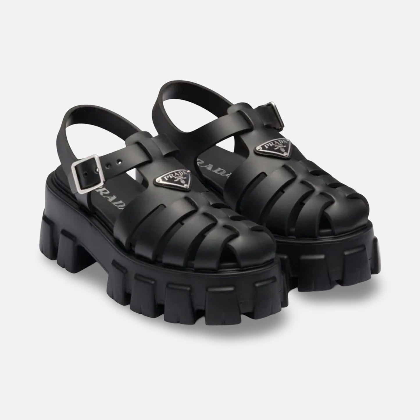 Prada - Sandália Monolith Preta